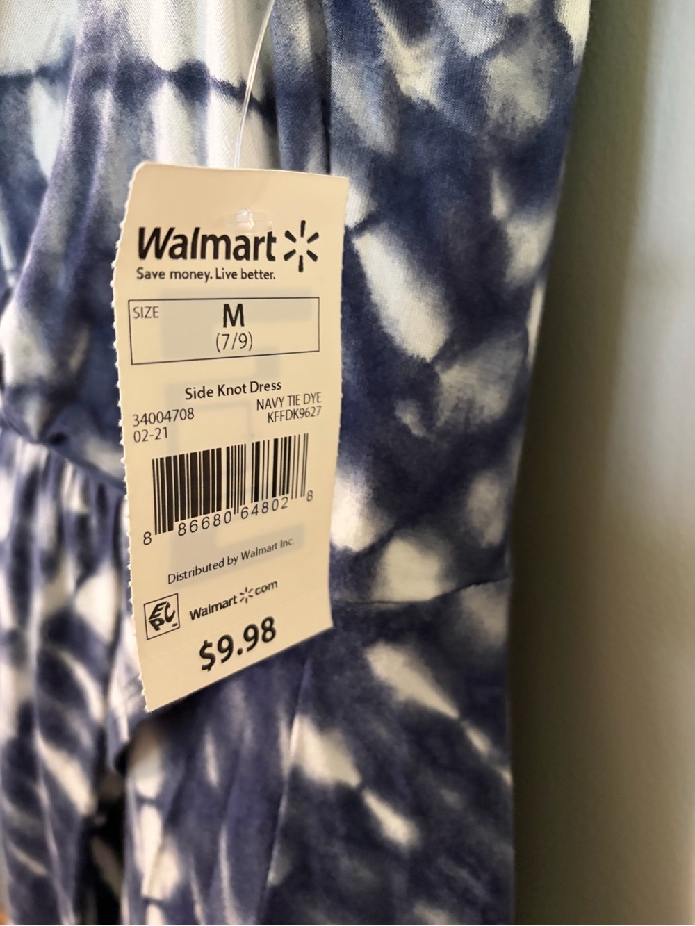 love, Fire Navy and White Tie-Dye Twist Front Mini Dress - Picture 2 of 6